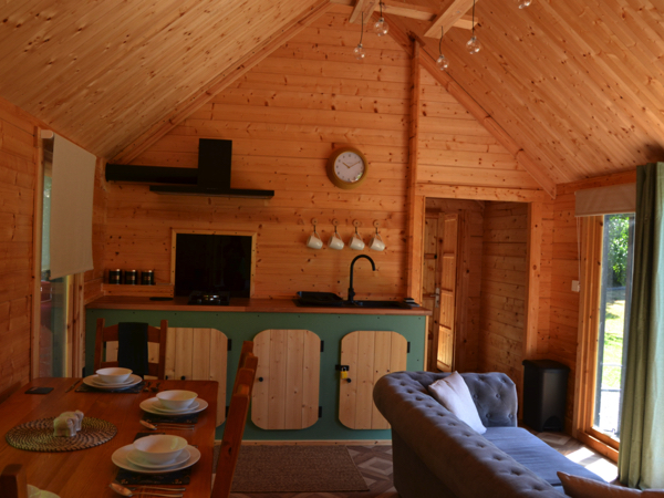 Oak Cabin Living Area and Kitchen